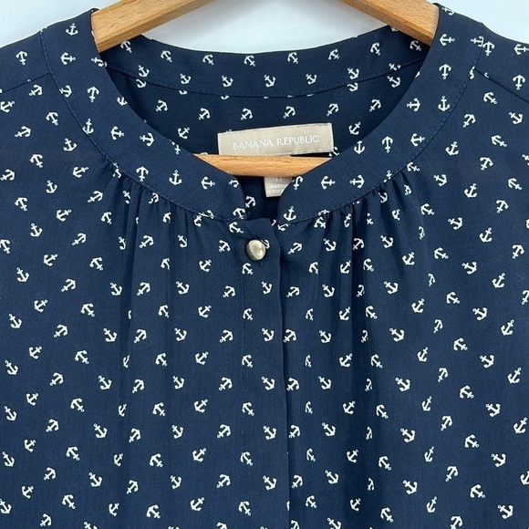 Banana Republic Navy Blue Anchor Tank Women’s Size 4 Petite - Picture 4 of 13